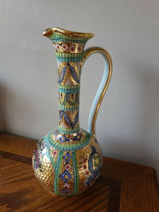 Vintage Gialletti G.  P.  Deruta Italy,  Mosaic 10” Italian Vase