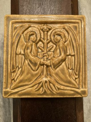 Pewabic Pottery Handcrafted Tile 6” X 6”double Facing Angels New/old Stock