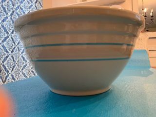 Vintage Mccoy Pottery Stoneware 14” Blue & Pink Stripes Bowl