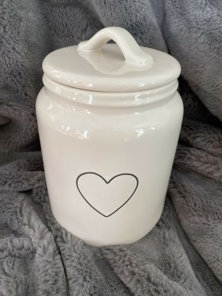 Rae Dunn Black Heart Canister Jar Container Ceramic Medium Size Valentine❤️
