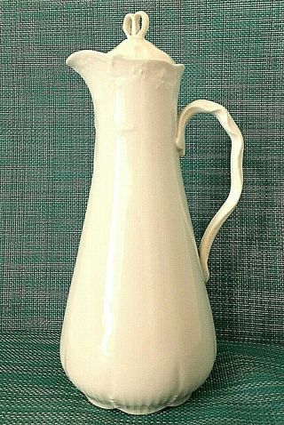 Antique Jpl Pouyat Limoges France Chocolate Coffee Pot Embossed White 11 " H Euc