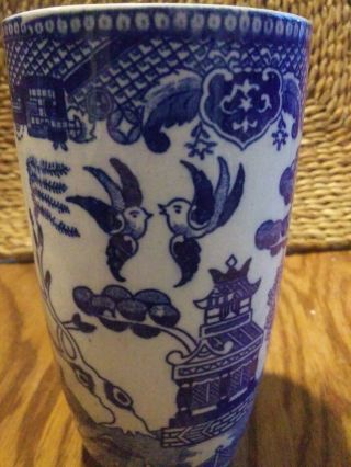 2 Vintage Blue Willow Pattern Tall Drinking Cup Very Rare 5 1/4 " Tall