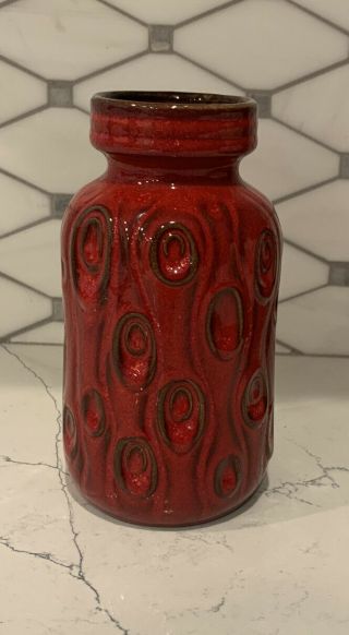 Vintage Mid Century Scheurich Keramik West Germany Lava Red Korelle 60 - 70’s