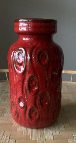 Vintage Mid Century Scheurich Keramik West Germany Lava Red Korelle 60 - 70’s 2