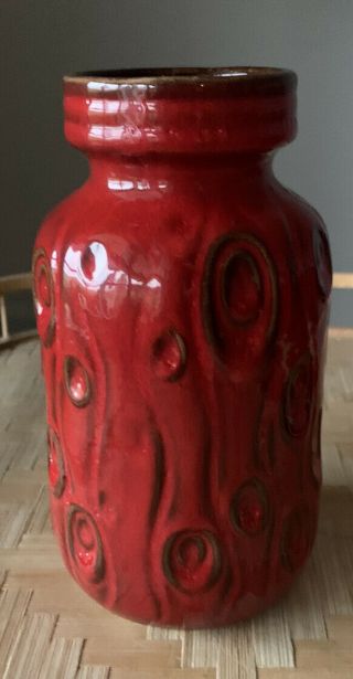 Vintage Mid Century Scheurich Keramik West Germany Lava Red Korelle 60 - 70’s 3
