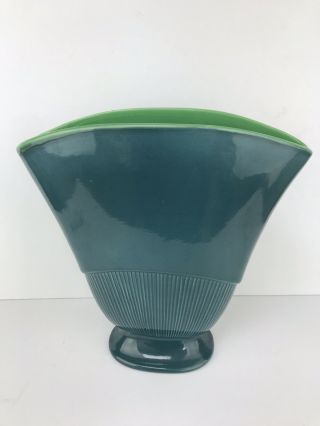 Vintage Red Wing Usa 846 Pottery Vase Forest Green/teal Lrg 12 " Tall Fan Shape