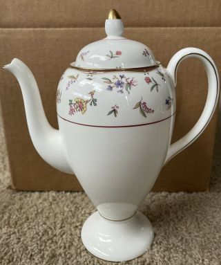 Wedgwood Rouen Coffee Pot Teapot White With Gold Trim In