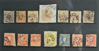 Lombardy & Venetia Italy Stamps Selection On Stock Card (t123)