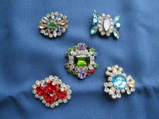 Vintage Czech Glass/rhinestone Buttons.  Great For Hats On Antique French Dolls