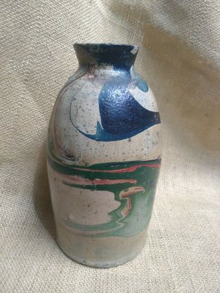 Antique Arts & Crafts Niloak? Swirl Drip Glaze Vase Crock Stoneware Pottery H - 7