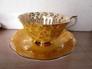 Royal Albert Empress Series Yellow And Gold Filigree Cup And Saucer Gold Roses