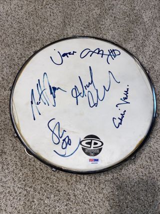 Pearl Jam Autographed Tambourine Psa/dna