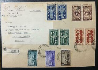 Italy.  1949.  Good Multiple Franking Reg.  Cover Front Circulated To Brazil.  Look