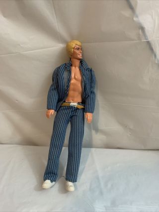 Vintage 1964 Mattel Ken Barbie Doll With Blue & White Suit With Yellow Belt