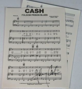 Johnny Cash Signed Autograph Auto " Folsom Prison Blues " Sheet Music