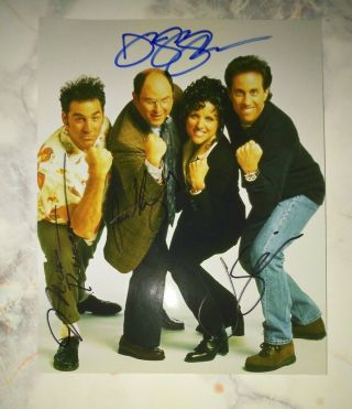 Seinfeld Cast Autographed 8x10 Photo Jason Alexander Julia Louis - Dreyfus