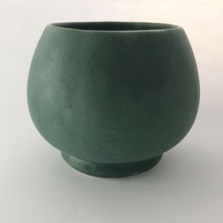 Vintage Matte Green Arts & Crafts Art Pottery Footed Vase