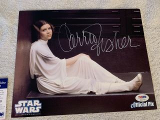 Carrie Fisher Signed Star Wars 8x10 Photo Psa Slave Leia Silver Autograph