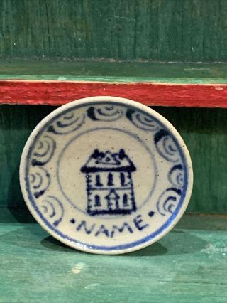 Jane Graber Miniature Stoneware Plate With House,  Igma Artisan,  1:12 Scale 1991