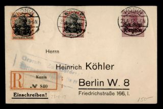 Dr Who 1917 Germany Konin Registered Ovpt To Berlin E82832