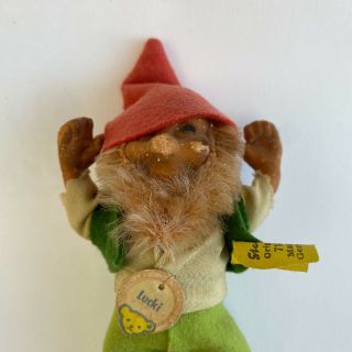 Steiff Lucki Dwarf Elf Gnome Doll 5” ID Chest Tag 1960s Vintage Toy 2