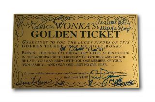 Willy Wonka All Kids X5 Signed Golden Ticket Jsa Autograph Movie Cast Wilder