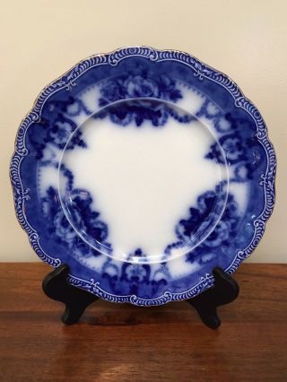 Ridgways Roxbury Flow Blue 10” Dinner Plate,  C.  1910