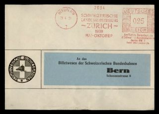 Dr Who 1939 Germany Berlin Metered Slogan Cancel To Switzerland F75950