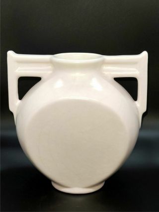Rumrill Pottery White Double Handled Art Deco Vase With Sticker