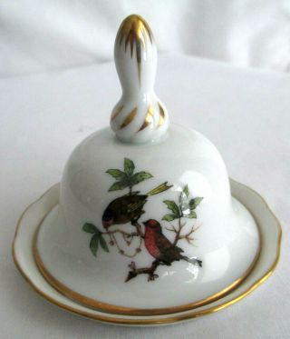 Vintage Herend Porcelain Hand Painted Bell Plate Dish Set Birds Butterflies