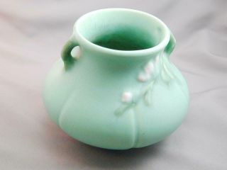 Weller 2 Handled Matte Turquoise/green Vase Pot Pottery
