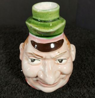 Antique Wee Smiling Man French Majolica Toby Bottle 8 Jug 3.  75 "