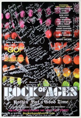 Rock Of Ages Pre - Broadway Cast Constantine Maroulis,  Signed & Inscribed Poster