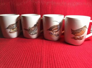 Winfield True Porcelain Hand Crafted Made In Usa 4 Game Bird Mugs Very Rare Vntg