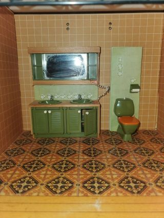 Vintage Lundby Dollhouse Miniature Bathroom Furniture 3 Pc Set