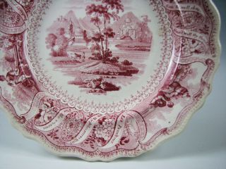 Staffordshire Red Transferware Plate Moral Maxims Antique Circa 1835 3