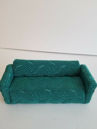 Vintage Upholstered Doll Couch Green Color