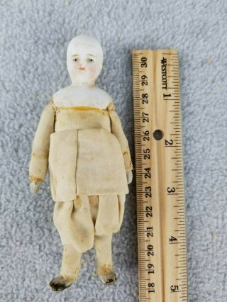 5 " Antique Bisque Shoulder Head & Cloth German Miniature Dollhouse Doll " Tlc "
