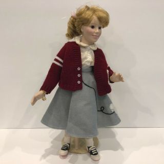 Vintage Sock Hope School Girl Doll With Stand Poodle Skirt Pg Jacket