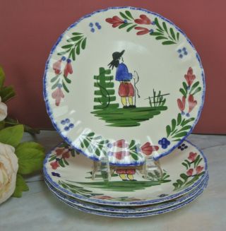 Vintage Blue Ridge China French Peasant Set Of 4 8 - 3/8 " Plates