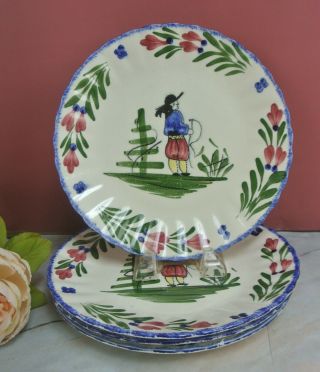 Vintage Blue Ridge China French Peasant Set Of 4 9 - 1/4 " Plates