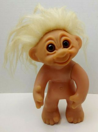 Vintage 1977 Thomas Dam 8 " Troll Doll W/ White Blonde Hair Brown Eyes