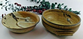 Studio Art Pottery Hand Crafted Bowls - Set Of 2 - Both Signed Earthy Colors
