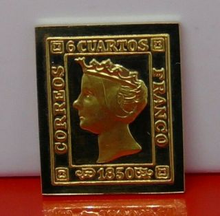 Modern Gold Plated 7.  8g Silver Stamp Ingot Spain Spanish Queen Isabella Ii 6c