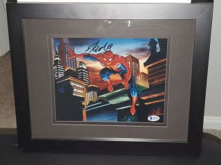 Stan Lee Signed Classic Animated Spider - Man Framed Matted 8x10 Photo Marvel Bas