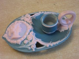 Antique Schafer & Vater,  Germany Jasperware Porcelain Cameo Candlestick 4525