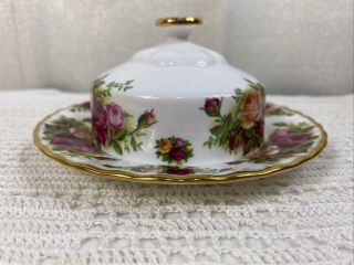 Vintage Royal Albert Old Country Roses Covered Butter Dish 1962 Mark
