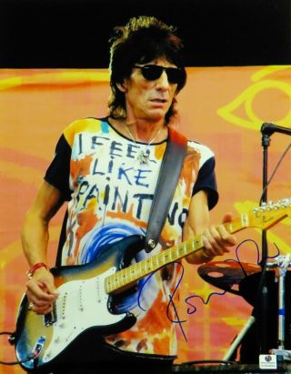Ron Wood Signed Autographed 11x14 Photo Rolling Stones Playing Guitar Gv834854