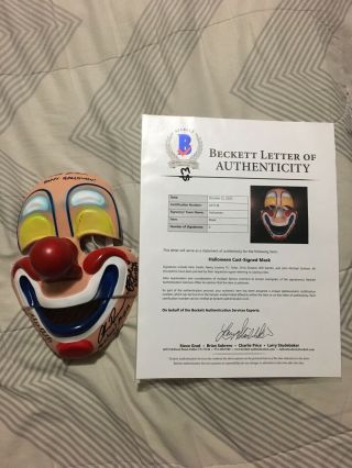 Halloween Young Michael Myers Clown Mask Signed By Cast Beckett Look