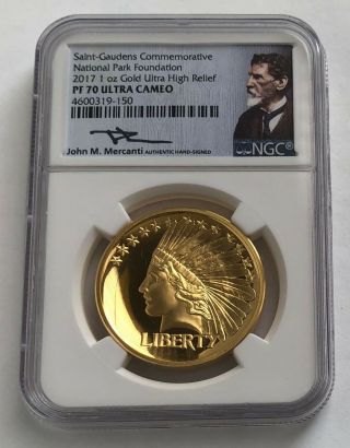 2017 1oz Saint Gaudens Double Eagle Gold Ngc Pf 70 Ultra High Relief Coin;k687